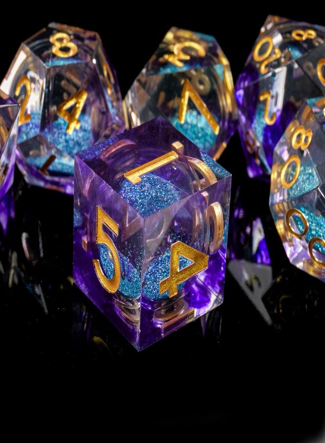 FugaCity DND Dice Set, Liquid Core Handmade Sharp Edge 7 Piece Resin Dungeons and Dragons Polyhedral Dice Set with Gift Case for RPG MTG Table Games - Image 3